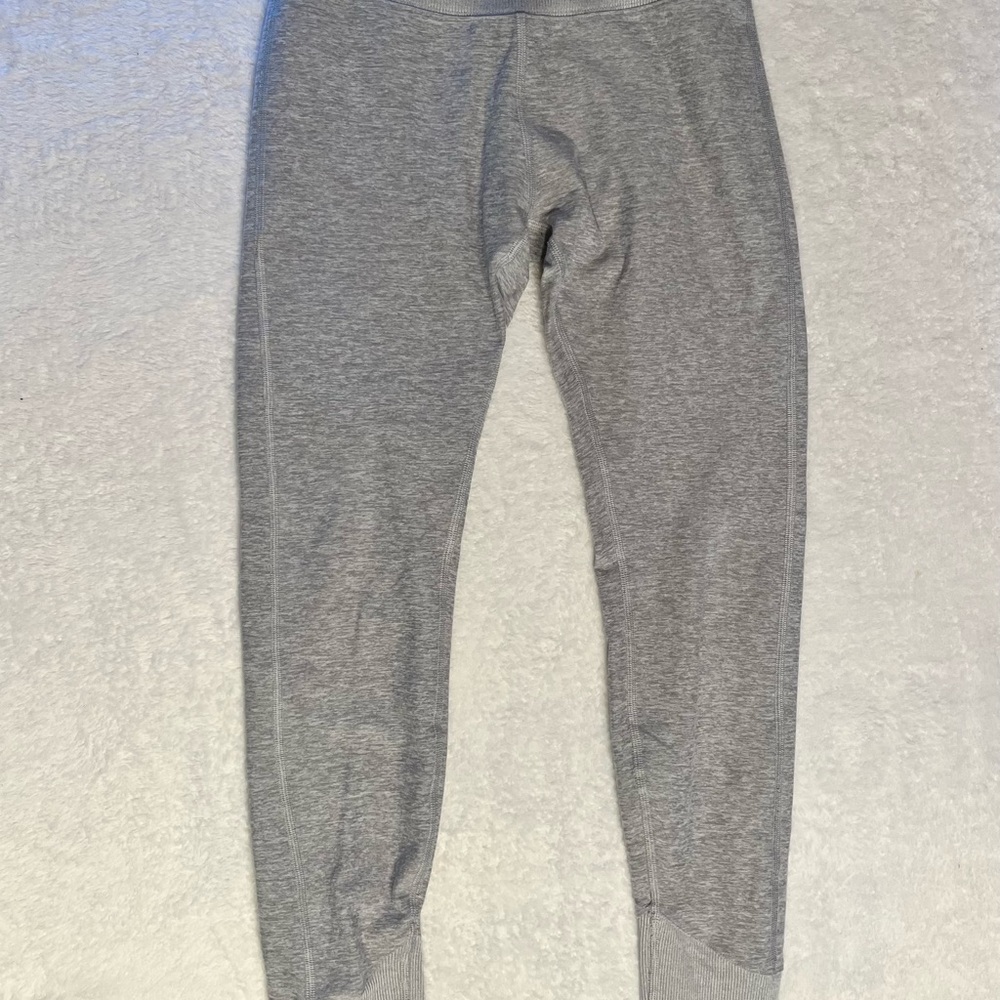 Alo Yoga Alosoft High Waist Lounge Leggings Heather Gray Ribbed Cuffs Women’s M